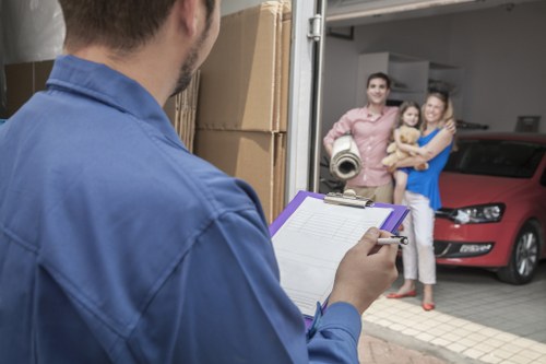 Organized Longlands storage unit with packed furniture and labels